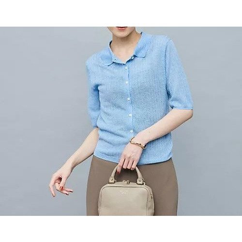 【ノーリーズソフィー/NOLLEY'S sophi】の《手洗い可能》ワイドリブシアーポロ衿カーディガン インテリア・キッズ・メンズ・レディースファッション・服の通販 founy(ファニー) 　ファッション　Fashion　レディースファッション　Fashion for Women　トップス・カットソー　Cut & Sew Tops　カーディガン・羽織り　Layered Style Cardigans　2025年　2025　2025-2026秋冬・A/W　Autumn/Winter 2025–26 AW25–26　おすすめ　Recommended / Our Picks　カーディガン　Cardigan, Knitwear　キャミソール　Camisole, Spaghetti Strap Top　シアー　Sheer, See-Through　タンク　Tank Top, Sleeveless Top　半袖　Short Sleeve, Half Sleeve　夏　Summer　ライトブルー|ID: prp329100004586696 ipo3291000000032524793