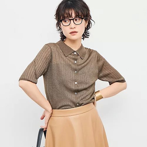 【ノーリーズソフィー/NOLLEY'S sophi】の《手洗い可能》ワイドリブシアーポロ衿カーディガン インテリア・キッズ・メンズ・レディースファッション・服の通販 founy(ファニー) 　ファッション　Fashion　レディースファッション　Fashion for Women　トップス・カットソー　Cut & Sew Tops　カーディガン・羽織り　Layered Style Cardigans　2025年　2025　2025-2026秋冬・A/W　Autumn/Winter 2025–26 AW25–26　おすすめ　Recommended / Our Picks　カーディガン　Cardigan, Knitwear　キャミソール　Camisole, Spaghetti Strap Top　シアー　Sheer, See-Through　タンク　Tank Top, Sleeveless Top　半袖　Short Sleeve, Half Sleeve　夏　Summer　オリーブ|ID: prp329100004586696 ipo3291000000032524794