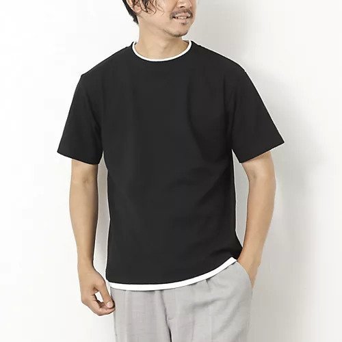 【ノーリーズ グッドマン/NOLLEY'S goodman / MEN】のLINKS モザイク柄 レイヤードTee インテリア・キッズ・メンズ・レディースファッション・服の通販 founy(ファニー) 　ファッション　Fashion　メンズファッション　Men's Style Online　インナー　Inner　ジャカード　Jacquard　ジャケット　Jacket　モザイク　Mosaic　ブラック|ID: prp329100004587638 ipo3291000000032536198