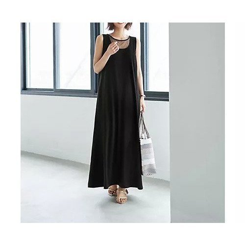 【スタイルデリ/STYLE DELI】のデコルテがシアーなドット柄カットソーワンピース 人気、トレンドファッション・服の通販 founy(ファニー) 　ファッション　Fashion　レディースファッション　Ladies' Fashion Online　ワンピース　Dress　くるぶし　Ankle　カットソー　Cut And Sew　カーディガン　Cardigan　シアー　Sheer　シンプル　Simple　ジャケット　Jacket　スリット　Slit　チュール　Tulle　デコルテ　Decolletage　デニム　Denim　ドット　Dot　定番　Standard　なめらか　Smooth　ノースリーブ　No Sleeve　ブルゾン　Blouson　ポケット　Pocket　マキシ　Maxi　ラウンド　Round　夏　Summer　other-2|ID: prp329100004587659 ipo3291000000032536861