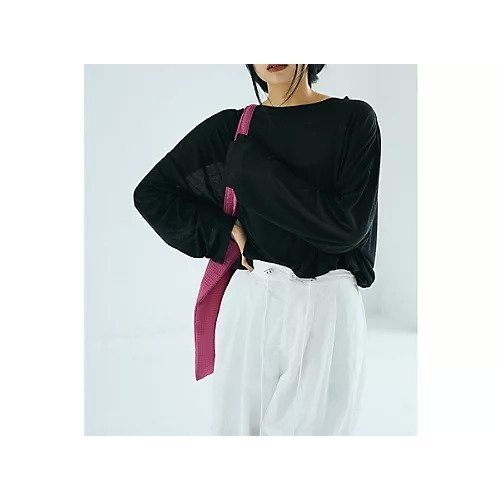 【マージュール/marjour】のSHEER OVER TEE インテリア・キッズ・メンズ・レディースファッション・服の通販 founy(ファニー) 　ファッション　Fashion　レディースファッション　Ladies' Fashion Online　インナー　Inner　キャミ　Cami　シアー　Sheer　ストレッチ　Stretch　とろみ　Thickness　タンク　Tank　ボトム　Bottom　ポケット　Pocket　半袖　Short Sleeve　夏　Summer　BLACK|ID: prp329100004590590 ipo3291000000032573564