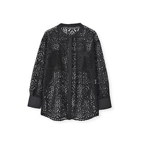 【マージュール/marjour】のLACE COMBINATION SHEER SHIRT インテリア・キッズ・メンズ・レディースファッション・服の通販 founy(ファニー) 　ファッション　Fashion　レディースファッション　Ladies' Fashion Online　トップス・カットソー　Tops/Tshirt　シャツ/ブラウス　Shirts/Blouses　インナー　Inner　カフス　Cuffs　ストレッチ　Stretch　パターン　Pattern　ポケット　Pocket　羽織　Haori　モダン　Modern　レース　Race　夏　Summer　BLACK|ID: prp329100004590591 ipo3291000000032573570