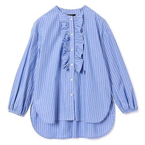 【ペールジュート/Pale Jute】のFront frill shirt インテリア・キッズ・メンズ・レディースファッション・服の通販 founy(ファニー) https://founy.com/ ファッション Fashion レディースファッション Fashion for Women トップス・カットソー Cut & Sew Tops シャツ・ブラウス・オフィスカジュアル Elegant Blouses & Button-Ups ストライプ Stripe, Striped Pattern デニム Denim, Jeans Material パイピング Piping, Trim Design フリル Frill, Ruffle ワンポイント One Point, Statement Accent 定番 Standard, Basic Item 洗える Machine Washable |ID: prp329100004592153 ipo3291000000036258645