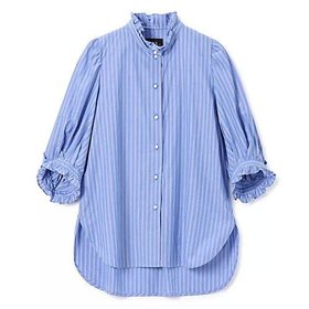 【ペールジュート/Pale Jute】 stripe frill shirt人気、トレンドファッション・服の通販 founy(ファニー) ファッション Fashion レディースファッション Ladies' Fashion Online トップス・カットソー Tops/Tshirt シャツ/ブラウス Shirts/Blouses ギャザー Gather クラシカル Classical クラシック Classic コンパクト Compact デニム Denim フリル Frills ボトム Bottom エレガント 上品 Elegant 半袖 Short Sleeve 定番 Standard 洗える Washable |ID:prp329100004592155