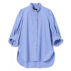 【ペールジュート/Pale Jute】のstripe frill shirt 人気、トレンドファッション・服の通販 founy(ファニー) ファッション Fashion レディースファッション Ladies' Fashion Online トップス・カットソー Tops/Tshirt シャツ/ブラウス Shirts/Blouses ギャザー Gather クラシカル Classical クラシック Classic コンパクト Compact デニム Denim フリル Frills ボトム Bottom エレガント 上品 Elegant 半袖 Short Sleeve 定番 Standard 洗える Washable thumbnail blue stripe|ID: prp329100004592155 ipo3291000000032601273