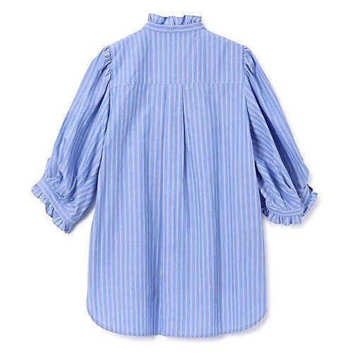 【ペールジュート/Pale Jute】のstripe frill shirt 人気、トレンドファッション・服の通販 founy(ファニー) 　ファッション　Fashion　レディースファッション　Ladies' Fashion Online　トップス・カットソー　Tops/Tshirt　シャツ/ブラウス　Shirts/Blouses　ギャザー　Gather　クラシカル　Classical　クラシック　Classic　コンパクト　Compact　デニム　Denim　フリル　Frills　ボトム　Bottom　エレガント 上品　Elegant　半袖　Short Sleeve　定番　Standard　洗える　Washable　other-2|ID: prp329100004592155 ipo3291000000032601274