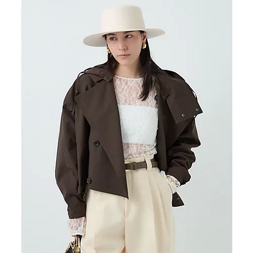 【カオス/Chaos】のVACHEMENT ショートトレンチコート 25AW インテリア・キッズ・メンズ・レディースファッション・服の通販 founy(ファニー) 　ファッション　Fashion　レディースファッション　Ladies' Fashion Online　アウター　Coat Outerwear　コート　Coats　トレンチコート　Trench Coats　ショート　Short　タフタ　Taffeta　チェック　Check　トレンチ　Trench　定番　Standard　人気　Popularity　別注　Special Order　ミックス　Mix　無地　Plain Color　2025年　2025　2025-2026秋冬・A/W　Aw/Autumn/Winter/Fw/Fall/2025-2026　ダークブラウン|ID: prp329100004592405 ipo3291000000032603208