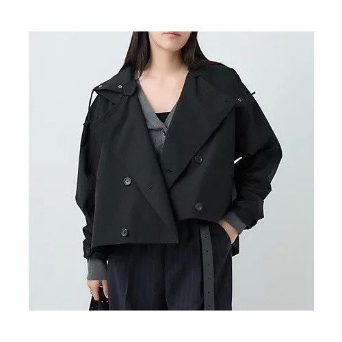 【カオス/Chaos】のVACHEMENT ショートトレンチコート 25AW インテリア・キッズ・メンズ・レディースファッション・服の通販 founy(ファニー) 　ファッション　Fashion　レディースファッション　Ladies' Fashion Online　アウター　Coat Outerwear　コート　Coats　トレンチコート　Trench Coats　ショート　Short　タフタ　Taffeta　チェック　Check　トレンチ　Trench　定番　Standard　人気　Popularity　別注　Special Order　ミックス　Mix　無地　Plain Color　2025年　2025　2025-2026秋冬・A/W　Aw/Autumn/Winter/Fw/Fall/2025-2026　ブラック|ID: prp329100004592405 ipo3291000000032603210
