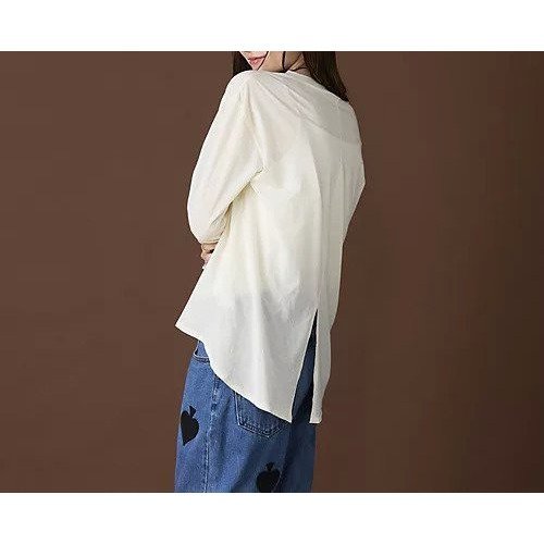 【スアデオ/suadeo】のバックスリットルーズトップス インテリア・キッズ・メンズ・レディースファッション・服の通販 founy(ファニー) 　ファッション　Fashion　レディースファッション　Fashion for Women　トップス・カットソー　Cut & Sew Tops　なめらか　Smooth, Silky Texture　インナー　Innerwear　シルク　Silk, 100% Silk　シンプル　Simple, Minimal　スリット　Slit, Slit Detail　プレート　Plate, Dish　洗える　Machine Washable　A/W・秋冬　Autumn/Winter　アイボリー|ID: prp329100004593074 ipo3291000000035304003