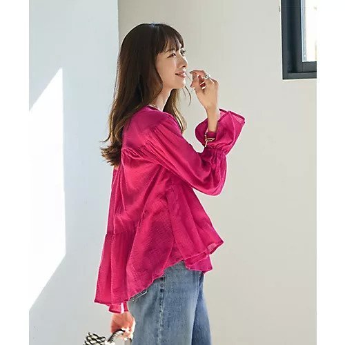 【スタイルデリ/STYLE DELI】の【LUXE】コットン楊柳ティアードブラウス 人気、トレンドファッション・服の通販 founy(ファニー) 　ファッション　Fashion　レディースファッション　Ladies' Fashion Online　トップス・カットソー　Tops/Tshirt　シャツ/ブラウス　Shirts/Blouses　インナー　Inner　春　Spring　ギャザー　Gather　サロペット　Overalls　スリーブ　Sleeve　タンク　Tank　ダブル　Double　デニム　Denim　長袖　Long Sleeve　パープル　Purple　フォルム　Form　フレア　Flare　フロント　Front　ペンシル　Pencil　ポケット　Pocket　水着　Swimsuit　リボン　Ribbon　S/S・春夏　Ss・Spring/Summer　夏　Summer　other-2|ID: prp329100004593078 ipo3291000000032612258
