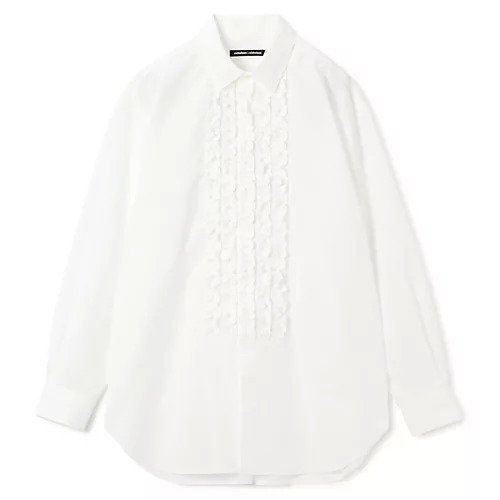 【ニコルソンアンド ニコルソン/nicholson&nicholson】のコットンナイロンフリルシャツ インテリア・キッズ・メンズ・レディースファッション・服の通販 founy(ファニー) 　ファッション　Fashion　レディースファッション　Ladies' Fashion Online　トップス・カットソー　Tops/Tshirt　シャツ/ブラウス　Shirts/Blouses　オケージョン　Occasion　シンプル　Simple　ダウン　Down　フィット　Fit　フリル　Frills　ワッシャー　Washer　冬　Winter　洗える　Washable　ホワイト|ID: prp329100004593082 ipo3291000000032612277