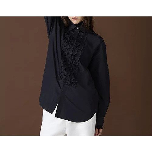 【ニコルソンアンド ニコルソン/nicholson&nicholson】のコットンナイロンフリルシャツ 人気、トレンドファッション・服の通販 founy(ファニー) 　ファッション　Fashion　レディースファッション　Ladies' Fashion Online　トップス・カットソー　Tops/Tshirt　シャツ/ブラウス　Shirts/Blouses　オケージョン　Occasion　シンプル　Simple　ダウン　Down　フィット　Fit　フリル　Frills　ワッシャー　Washer　冬　Winter　洗える　Washable　other-2|ID: prp329100004593082 ipo3291000000032612278