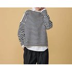 【ビショップ/Le Tricoteur】のOFF SHOULDER CROPPED GUERNSEY SWEATER PURE ARAN×NAVY|ID: prp329100004593085 ipo3291000000036258605