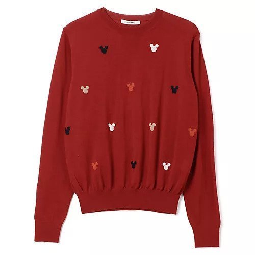 【スローン/SLOANE】の16Gインターシャ編み ウール MICKEY MOUSE/クルーネック インテリア・キッズ・メンズ・レディースファッション・服の通販 founy(ファニー) 　ファッション　Fashion　レディースファッション　Ladies' Fashion Online　ハンド　Hand　モチーフ　Motif　レッド|ID: prp329100004593088 ipo3291000000032612307