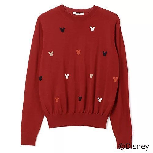 【スローン/SLOANE】の16Gインターシャ編み ウール MICKEY MOUSE/クルーネック インテリア・キッズ・メンズ・レディースファッション・服の通販 founy(ファニー) 　ファッション　Fashion　レディースファッション　Fashion for Women　レッド|ID: prp329100004593088 ipo3291000000035606508