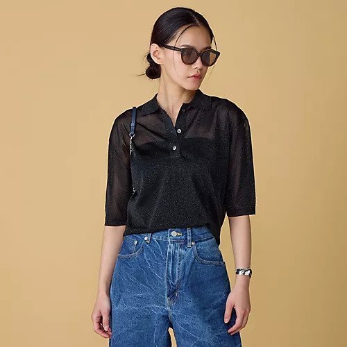 【サクラ/SACRA】のラメポロニット インテリア・キッズ・メンズ・レディースファッション・服の通販 founy(ファニー) https://founy.com/ ファッション Fashion レディースファッション Fashion for Women トップス・カットソー Cut & Sew Tops ニット Knit Tops & Sweaters イタリア Italy カットソー Cut and Sewn Top シアー Sheer, See-Through エレガント 上品 Elegant 洗える Machine Washable |ID: prp329100004593089 ipo3291000000033616866