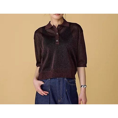 【サクラ/SACRA】のラメポロニット インテリア・キッズ・メンズ・レディースファッション・服の通販 founy(ファニー) 　ファッション　Fashion　レディースファッション　Fashion for Women　トップス・カットソー　Cut & Sew Tops　ニット　Knit Tops & Sweaters　イタリア　Italy　カットソー　Cut and Sewn Top　シアー　Sheer, See-Through　エレガント 上品　Elegant　洗える　Machine Washable　ブラウン|ID: prp329100004593089 ipo3291000000033616868