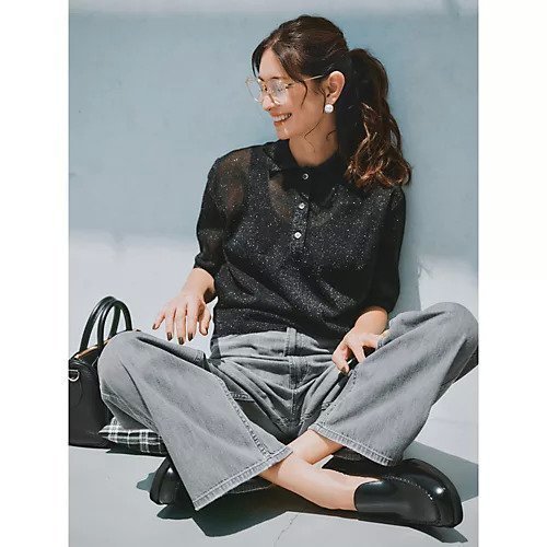 【サクラ/SACRA】のラメポロニット 人気、トレンドファッション・服の通販 founy(ファニー) 　ファッション　Fashion　レディースファッション　Fashion for Women　トップス・カットソー　Cut & Sew Tops　ニット　Knit Tops & Sweaters　イタリア　Italy　カットソー　Cut and Sewn Top　シアー　Sheer, See-Through　エレガント 上品　Elegant　洗える　Machine Washable　other-2|ID: prp329100004593089 ipo3291000000033616870