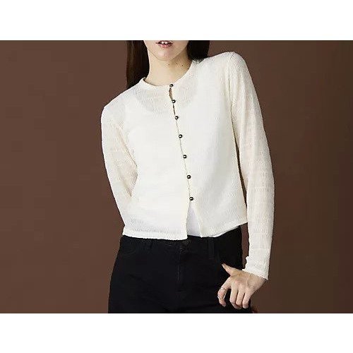 【スアデオ/suadeo】のシャーリングカーディガン インテリア・キッズ・メンズ・レディースファッション・服の通販 founy(ファニー) 　ファッション　Fashion　レディースファッション　Ladies' Fashion Online　トップス・カットソー　Tops/Tshirt　カーディガン　Cardigans　アクセサリー　Accessories　カーディガン　Cardigan　ギャザー　Gather　コンパクト　Compact　シアー　Sheer　シャーリング　Shirring　シンプル　Simple　メタル　Metal　洗える　Washable　アイボリー|ID: prp329100004593098 ipo3291000000032612360