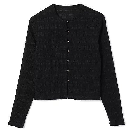 【スアデオ/suadeo】のシャーリングカーディガン インテリア・キッズ・メンズ・レディースファッション・服の通販 founy(ファニー) 　ファッション　Fashion　レディースファッション　Fashion for Women　トップス・カットソー　Cut & Sew Tops　カーディガン・羽織り　Layered Style Cardigans　アクセサリー　Fashion Accessories　カーディガン　Cardigan, Knitwear　ギャザー　Gathered, Ruffled　コンパクト　Compact, Small Size　シアー　Sheer, See-Through　シャーリング　Shirring, Ruched　シンプル　Simple, Minimal　メタル　Metal, Metal Parts　洗える　Machine Washable　ブラック|ID: prp329100004593098 ipo3291000000035304024