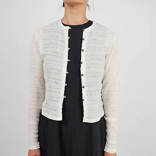 【スアデオ/suadeo】のシャーリングカーディガン 人気、トレンドファッション・服の通販 founy(ファニー) 　ファッション　Fashion　レディースファッション　Fashion for Women　トップス・カットソー　Cut & Sew Tops　カーディガン・羽織り　Layered Style Cardigans　アクセサリー　Fashion Accessories　カーディガン　Cardigan, Knitwear　ギャザー　Gathered, Ruffled　コンパクト　Compact, Small Size　シアー　Sheer, See-Through　シャーリング　Shirring, Ruched　シンプル　Simple, Minimal　メタル　Metal, Metal Parts　洗える　Machine Washable　other-3|ID: prp329100004593098 ipo3291000000036317678