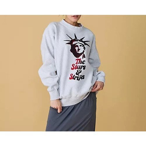 【クチュールドアダム/COUTURE D'ADAM】のVintage Sweat / The Stars & Stripes Photo インテリア・キッズ・メンズ・レディースファッション・服の通販 founy(ファニー) 　ファッション　Fashion　レディースファッション　Ladies' Fashion Online　トップス・カットソー　Tops/Tshirt　パーカ　Sweats　スウェット　Sweat　コレクション　Collection　デニム　Denim　プリント　Print　2025年　2025　2025-2026秋冬・A/W　Aw/Autumn/Winter/Fw/Fall/2025-2026　Grey&#215;Red|ID: prp329100004593112 ipo3291000000032612429