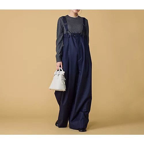 【サクラ/SACRA】のCASHMERE FLANO STRIPE インテリア・キッズ・メンズ・レディースファッション・服の通販 founy(ファニー) 　ファッション　Fashion　レディースファッション　Ladies' Fashion Online　カシミヤ　Cashmere　ストライプ　Stripe　フロント　Front　マニッシュ　Mannish　ラップ　Wrap　ワイド　Wide　NAVY|ID: prp329100004593140 ipo3291000000032612578