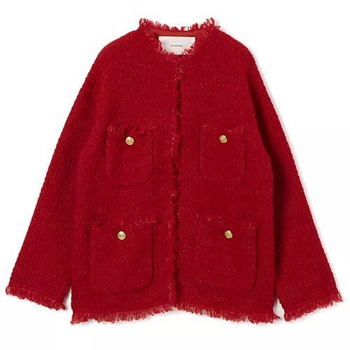 【アダワス/ADAWAS】のTWEED KNIT JACKET インテリア・キッズ・メンズ・レディースファッション・服の通販 founy(ファニー) 　ファッション　Fashion　レディースファッション　Ladies' Fashion Online　アウター　Coat Outerwear　ジャケット　Jackets　トップス・カットソー　Tops/Tshirt　ニット　Knit Tops　ジャケット　Jacket　ツイード　Tweed　フリンジ　Fringe　リラックス　Relax　エレガント 上品　Elegant　人気　Popularity　RED|ID: prp329100004593205 ipo3291000000032612900