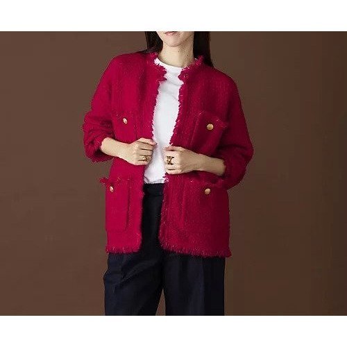 【アダワス/ADAWAS】のTWEED KNIT JACKET 人気、トレンドファッション・服の通販 founy(ファニー) 　ファッション　Fashion　レディースファッション　Ladies' Fashion Online　アウター　Coat Outerwear　ジャケット　Jackets　トップス・カットソー　Tops/Tshirt　ニット　Knit Tops　ジャケット　Jacket　ツイード　Tweed　フリンジ　Fringe　リラックス　Relax　エレガント 上品　Elegant　人気　Popularity　other-2|ID: prp329100004593205 ipo3291000000032612901