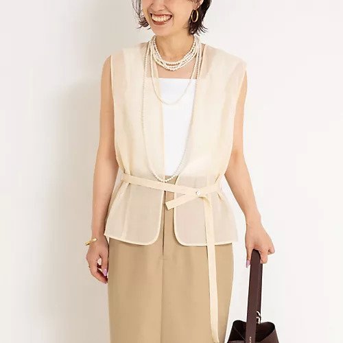 【ノーリーズ/NOLLEY'S】のオーガンジージレ インテリア・キッズ・メンズ・レディースファッション・服の通販 founy(ファニー) 　ファッション　Fashion　レディースファッション　Ladies' Fashion Online　アウター　Coat Outerwear　トップス・カットソー　Tops/Tshirt　ベスト/ジレ　Gilets/Vests　2025年　2025　2025-2026秋冬・A/W　Aw/Autumn/Winter/Fw/Fall/2025-2026　オーガンジー　Organdy　シルク　Silk　ジャケット　Jacket　バランス　Balance　エクリュ|ID: prp329100004593591 ipo3291000000032617499