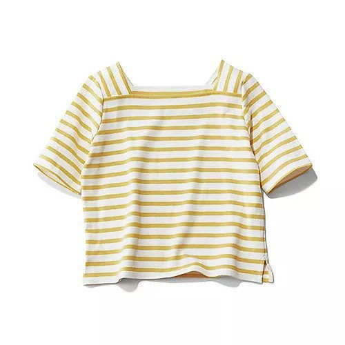 【トゥエルブクローゼット/12closet】の【洗える】スクエア2WAYボーダーT インテリア・キッズ・メンズ・レディースファッション・服の通販 founy(ファニー) 　ファッション　Fashion　レディースファッション　Fashion for Women　カットソー　Cut and Sewn Top　スクエア　Square, Square Shape　ボックス　Boxy, Box Shape　ボーダー　Border, Stripe　リラックス　Relax, Relaxed Fit　定番　Standard, Basic Item　洗える　Machine Washable　イエロー|ID: prp329100004594108 ipo3291000000035920759