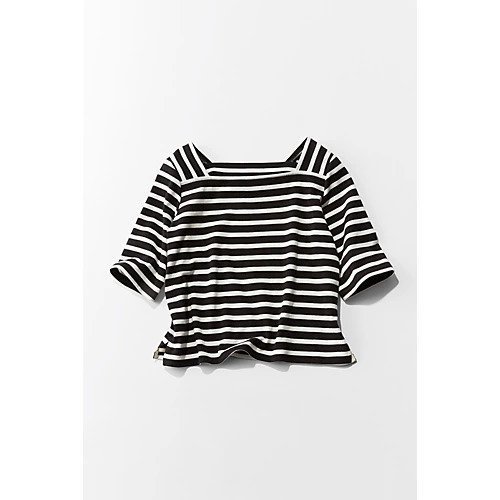 【トゥエルブクローゼット/12closet】の【コラボ】【洗える】スクエア2WAYボーダー6分袖T インテリア・キッズ・メンズ・レディースファッション・服の通販 founy(ファニー) 　ファッション　Fashion　レディースファッション　Ladies' Fashion Online　トップス・カットソー　Tops/Tshirt　インナー　Inner　カットソー　Cut And Sew　カーディガン　Cardigan　コラボ　Collaboration　スクエア　Square　ボーダー　Border　リラックス　Relax　今季　This Season　冬　Winter　洗える　Washable　ブラック&#215;オフホワイトボーダー|ID: prp329100004594156 ipo3291000000032630508