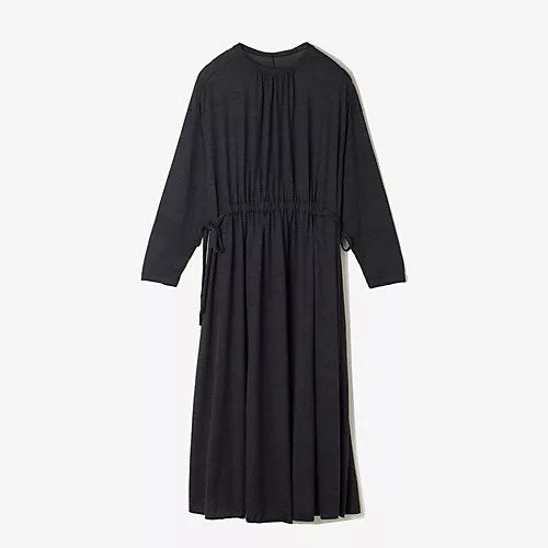 【ルームエイトブラック/Room no 8 BLACK】のウールジャージーギャザードレス インテリア・キッズ・メンズ・レディースファッション・服の通販 founy(ファニー) 　ファッション　Fashion　レディースファッション　Ladies' Fashion Online　ワンピース　Dress　ドレス　Party Dresses　エレガント 上品　Elegant　カットソー　Cut And Sew　ドローコード　Draw Cord　チャコールグレー|ID: prp329100004594297 ipo3291000000032634136