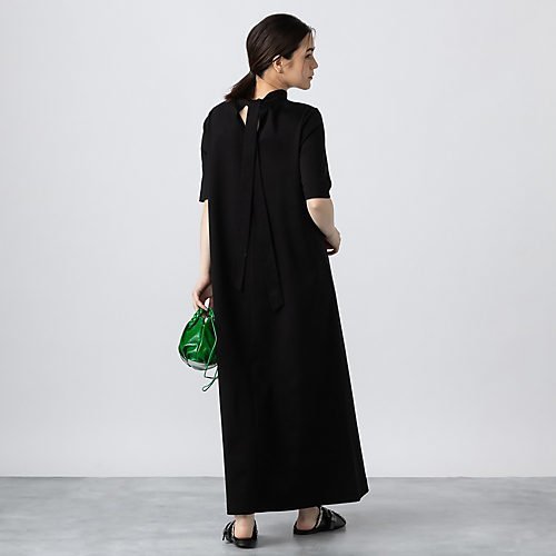 【スローン/SLOANE】のスーピマポンチ バックリボンワンピース 人気、トレンドファッション・服の通販 founy(ファニー) 　ファッション　Fashion　レディースファッション　Ladies' Fashion Online　ワンピース　Dress　カットソー　Cut And Sew　ストレッチ　Stretch　ドレープ　Drape　モダン　Modern　モックネック　Mock Neck　リボン　Ribbon　ロング　Long　エレガント 上品　Elegant　other-3|ID: prp329100004594299 ipo3291000000032634240