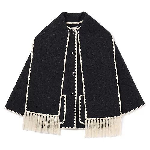 【トーテム/TOTEME】のEmbroidered scarf jacket インテリア・キッズ・メンズ・レディースファッション・服の通販 founy(ファニー) 　ファッション　Fashion　レディースファッション　Ladies' Fashion Online　アウター　Coat Outerwear　ジャケット　Jackets　2025年　2025　2025-2026秋冬・A/W　Aw/Autumn/Winter/Fw/Fall/2025-2026　ジャケット　Jacket　ボックス　Box　マフラー　Scarf　メルトン　Melton　DARK GREY MELANGE|ID: prp329100004594482 ipo3291000000032638722