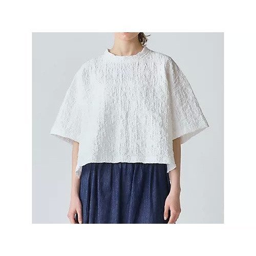 【ミディウミ/MidiUmi】のジャカードショートプルオーバー インテリア・キッズ・メンズ・レディースファッション・服の通販 founy(ファニー) 　ファッション　Fashion　レディースファッション　Ladies' Fashion Online　トップス・カットソー　Tops/Tshirt　プルオーバー　Pullover　カットソー　Cut And Sew　ショート　Short　シンプル　Simple　スリット　Slit　ワイド　Wide　夏　Summer　オフホワイト|ID: prp329100004595081 ipo3291000000032648239
