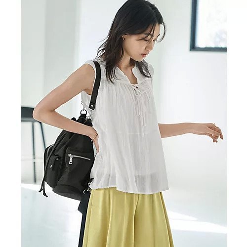 【スタイルデリ/STYLE DELI】の【LUXE】コットン楊柳ノースリブラウス 人気、トレンドファッション・服の通販 founy(ファニー) 　ファッション　Fashion　レディースファッション　Ladies' Fashion Online　トップス・カットソー　Tops/Tshirt　シャツ/ブラウス　Shirts/Blouses　インナー　Inner　春　Spring　ギャザー　Gather　サロペット　Overalls　タンク　Tank　ターコイズ　Turquoise　ダブル　Double　デニム　Denim　ノースリーブ　No Sleeve　フォルム　Form　フレア　Flare　フロント　Front　プリーツ　Pleats　ペンシル　Pencil　ポケット　Pocket　水着　Swimsuit　リボン　Ribbon　S/S・春夏　Ss・Spring/Summer　夏　Summer　other-2|ID: prp329100004595086 ipo3291000000032648295