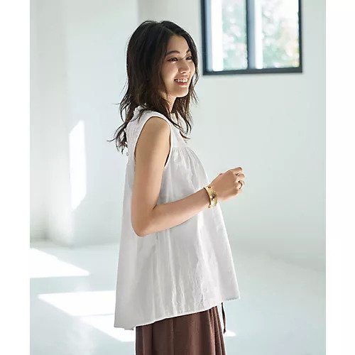 【スタイルデリ/STYLE DELI】のシャーリングコットンノースリブラウス 人気、トレンドファッション・服の通販 founy(ファニー) 　ファッション　Fashion　レディースファッション　Ladies' Fashion Online　トップス・カットソー　Tops/Tshirt　シャツ/ブラウス　Shirts/Blouses　インナー　Inner　春　Spring　カーディガン　Cardigan　キャミソール　Camisole　サロペット　Overalls　シャーリング　Shirring　ジャケット　Jacket　スタンド　Stand　ノースリーブ　No Sleeve　フィット　Fit　フォルム　Form　ペンシル　Pencil　ポケット　Pocket　ワイド　Wide　S/S・春夏　Ss・Spring/Summer　夏　Summer　other-2|ID: prp329100004595095 ipo3291000000032648425