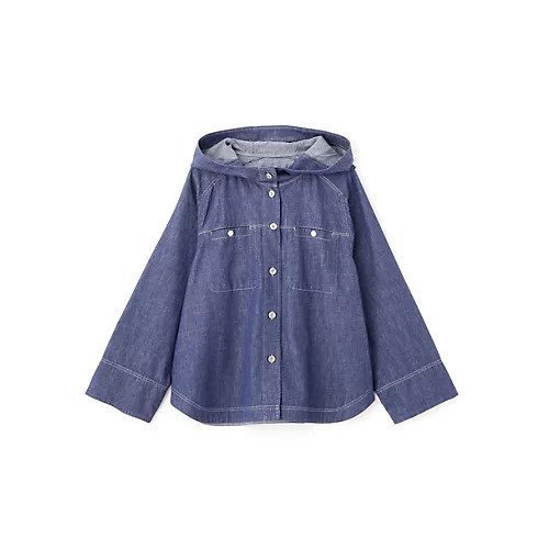 【ヒューマンウーマン/HUMAN WOMAN】のライトオンスデニムフードブラウス 人気、トレンドファッション・服の通販 founy(ファニー) 　ファッション　Fashion　レディースファッション　Ladies' Fashion Online　トップス・カットソー　Tops/Tshirt　シャツ/ブラウス　Shirts/Blouses　おすすめ　Recommend　ボトム　Bottom　ポケット　Pocket　ロング　Long　ワイド　Wide　羽織　Haori　other-3|ID: prp329100004597394 ipo3291000000032674669