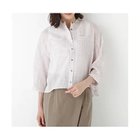 【ヒューマンウーマン/HUMAN WOMAN】のラミーバンドカラーチェックシャツブラウス ピンクチェック|ID:prp329100004597395