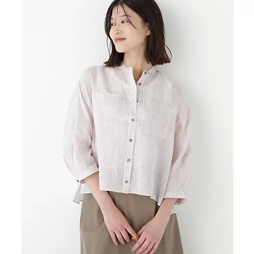 【ヒューマンウーマン/HUMAN WOMAN】のラミーバンドカラーチェックシャツブラウス 人気、トレンドファッション・服の通販 founy(ファニー) 　ファッション　Fashion　レディースファッション　Ladies' Fashion Online　トップス・カットソー　Tops/Tshirt　シャツ/ブラウス　Shirts/Blouses　おすすめ　Recommend　カーディガン　Cardigan　ギンガム　Gingham　チェック　Check　ビッグ　Big　ボトム　Bottom　ポケット　Pocket　定番　Standard　other-3|ID: prp329100004597395 ipo3291000000032674678