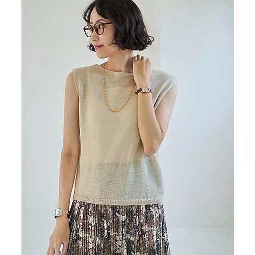 【スタイルデリ/STYLE DELI】のペーパーヤーンノースリニットトップス インテリア・キッズ・メンズ・レディースファッション・服の通販 founy(ファニー) 　ファッション　Fashion　レディースファッション　Ladies' Fashion Online　トップス・カットソー　Tops/Tshirt　ニット　Knit Tops　アクリル　Acrylic　イエロー　Yellow　インナー　Inner　キャミソール　Camisole　吸水　Water Absorption　シアー　Sheer　シンプル　Simple　ジャケット　Jacket　スクエア　Square　ストレート　Straight　スリット　Slit　タンク　Tank　トレンド　Trend　ノースリーブ　No Sleeve　バランス　Balance　パステル　Pastel　パープル　Purple　フォルム　Form　ラベンダー　Lavender　リアル　Real　ワイド　Wide　夏　Summer　エレガント 上品　Elegant　ベージュ|ID: prp329100004598376 ipo3291000000032685078