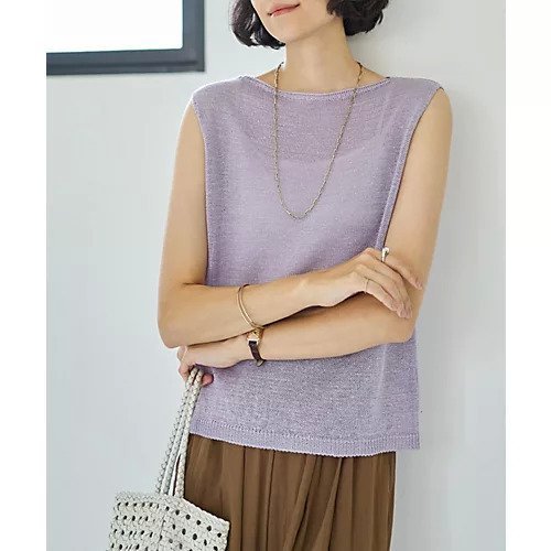 【スタイルデリ/STYLE DELI】のペーパーヤーンノースリニットトップス インテリア・キッズ・メンズ・レディースファッション・服の通販 founy(ファニー) 　ファッション　Fashion　レディースファッション　Ladies' Fashion Online　トップス・カットソー　Tops/Tshirt　ニット　Knit Tops　アクリル　Acrylic　イエロー　Yellow　インナー　Inner　キャミソール　Camisole　吸水　Water Absorption　シアー　Sheer　シンプル　Simple　ジャケット　Jacket　スクエア　Square　ストレート　Straight　スリット　Slit　タンク　Tank　トレンド　Trend　ノースリーブ　No Sleeve　バランス　Balance　パステル　Pastel　パープル　Purple　フォルム　Form　ラベンダー　Lavender　リアル　Real　ワイド　Wide　夏　Summer　エレガント 上品　Elegant　ラベンダー|ID: prp329100004598376 ipo3291000000032685079