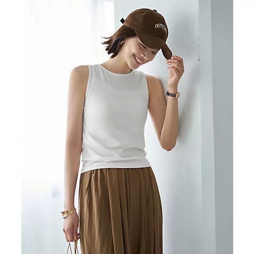 【スタイルデリ/STYLE DELI】のとろけるノースリカットソートップス インテリア・キッズ・メンズ・レディースファッション・服の通販 founy(ファニー) 　ファッション　Fashion　レディースファッション　Ladies' Fashion Online　トップス・カットソー　Tops/Tshirt　カットソー　Cut and Sewn　イエロー　Yellow　インナー　Inner　コンパクト　Compact　サロペット　Overalls　スタイリッシュ　Stylish　スリット　Slit　タンク　Tank　デコルテ　Decolletage　定番　Standard　なめらか　Smooth　ノースリーブ　No Sleeve　フィット　Fit　フォルム　Form　マーブル　Marble　ホワイト|ID: prp329100004598377 ipo3291000000032685085