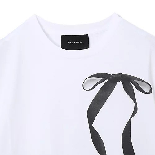【シモーン ロシャ/SIMONE ROCHA】のRIBBON BOW TAIL PRINT T-SHIRT 人気、トレンドファッション・服の通販 founy(ファニー) 　ファッション　Fashion　レディースファッション　Fashion for Women　トップス・カットソー　Cut & Sew Tops　シャツ・ブラウス・オフィスカジュアル　Elegant Blouses & Button-Ups　ロングTシャツ・Tシャツ　Longline T-Shirts & Tees　2025年　2025　2025-2026秋冬・A/W　Autumn/Winter 2025–26 AW25–26　インナー　Innerwear　ビッグ　Big, Oversized　プリント　Print, Printed Pattern　リボン　Ribbon, Bow　ロング　Long, Long-Length　エレガント 上品　Elegant　半袖　Short Sleeve, Half Sleeve　洗える　Machine Washable　other-2|ID: prp329100004598378 ipo3291000000034365107