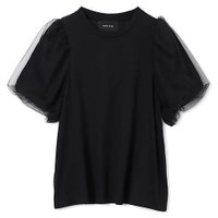 【その他のブランド/Other】のTULLE OVERLAY PUFF SLEEVE T-SHIRT 人気、トレンドファッション・服の通販 founy(ファニー) ファッション Fashion レディースファッション Ladies' Fashion Online トップス・カットソー Tops/Tshirt シャツ/ブラウス Shirts/Blouses ロング / Tシャツ T-Shirts 2025年 2025 2025-2026秋冬・A/W Aw/Autumn/Winter/Fw/Fall/2025-2026 チュール Tulle 半袖 Short Sleeve 洗える Washable |ID:prp329100004598379