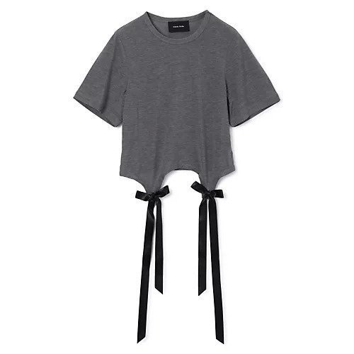 【シモーン ロシャ/SIMONE ROCHA】のEASY SHORT SLEEVE T-SHIRT W/ BOW TAILS インテリア・キッズ・メンズ・レディースファッション・服の通販 founy(ファニー)  ファッション Fashion レディースファッション Fashion for Women トップス・カットソー Cut & Sew Tops シャツ・ブラウス・オフィスカジュアル Elegant Blouses & Button-Ups ロングTシャツ・Tシャツ Longline T-Shirts & Tees 2025年 2025 2025-2026秋冬・A/W Autumn/Winter 2025–26 AW25–26 ギャザー Gathered, Ruffled クロップド Cropped, Short Length サテン Satin, Glossy Fabric セットアップ Set-Up, Coordinated Outfit チュール Tulip, Tulip Motif フィット Fit, Slim Fit リボン Ribbon, Bow 洗える Machine Washable GREY MARL|ID: prp329100004598380 ipo3291000000034365119