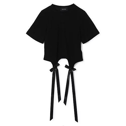 【シモーン ロシャ/SIMONE ROCHA】のEASY SHORT SLEEVE T-SHIRT W/ BOW TAILS インテリア・キッズ・メンズ・レディースファッション・服の通販 founy(ファニー)  ファッション Fashion レディースファッション Fashion for Women トップス・カットソー Cut & Sew Tops シャツ・ブラウス・オフィスカジュアル Elegant Blouses & Button-Ups ロングTシャツ・Tシャツ Longline T-Shirts & Tees 2025年 2025 2025-2026秋冬・A/W Autumn/Winter 2025–26 AW25–26 ギャザー Gathered, Ruffled クロップド Cropped, Short Length サテン Satin, Glossy Fabric セットアップ Set-Up, Coordinated Outfit チュール Tulip, Tulip Motif フィット Fit, Slim Fit リボン Ribbon, Bow 洗える Machine Washable BLACK|ID: prp329100004598380 ipo3291000000034365120