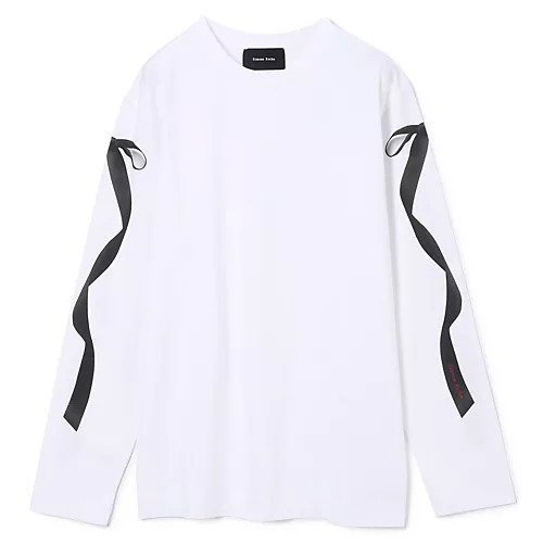 【シモーン ロシャ/SIMONE ROCHA】のRIBBON BOW TAIL PRINT LONG SLEEVE T-SHIRT インテリア・キッズ・メンズ・レディースファッション・服の通販 founy(ファニー)  ファッション Fashion レディースファッション Fashion for Women トップス・カットソー Cut & Sew Tops シャツ・ブラウス・オフィスカジュアル Elegant Blouses & Button-Ups ロングTシャツ・Tシャツ Longline T-Shirts & Tees 2025年 2025 2025-2026秋冬・A/W Autumn/Winter 2025–26 AW25–26 バランス Balance, Style Balance プリント Print, Printed Pattern ボックス Boxy, Box Shape リボン Ribbon, Bow ロング Long, Long-Length 洗える Machine Washable WHITE/BLACK|ID: prp329100004598384 ipo3291000000034365196