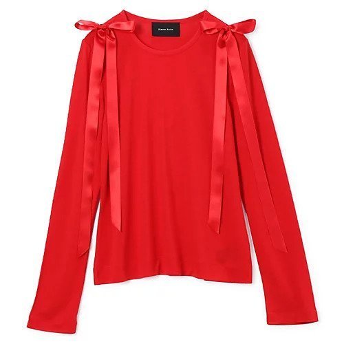 【シモーン ロシャ/SIMONE ROCHA】のBOW RIBBON TAIL LONG SLEEVE T-SHIRT インテリア・キッズ・メンズ・レディースファッション・服の通販 founy(ファニー) 　ファッション　Fashion　レディースファッション　Ladies' Fashion Online　トップス・カットソー　Tops/Tshirt　シャツ/ブラウス　Shirts/Blouses　ロング / Tシャツ　T-Shirts　2025年　2025　2025-2026秋冬・A/W　Aw/Autumn/Winter/Fw/Fall/2025-2026　サテン　Satin　スリーブ　Sleeve　ラウンド　Round　リボン　Ribbon　ロング　Long　洗える　Washable　RED|ID: prp329100004598386 ipo3291000000032685128